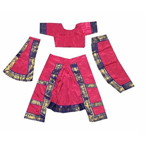Fancy Steps Bharatnatyam Bharatanatyam Classical Dance Dress  Costumes  4-6 Yrs Pink